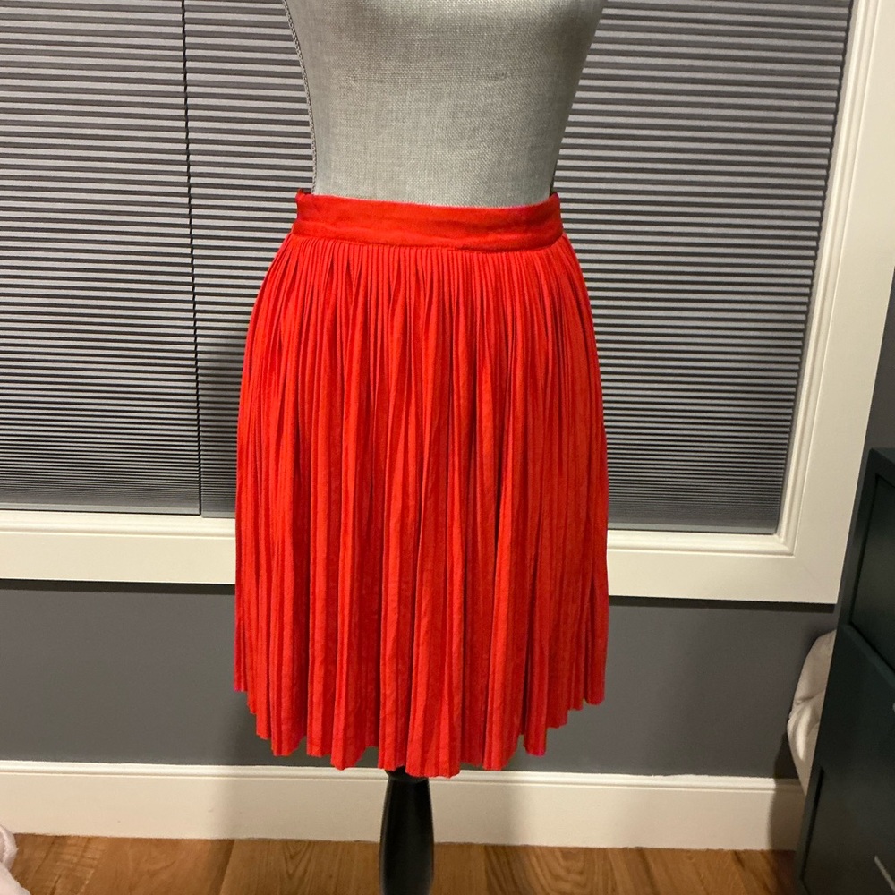Elegant Red Pleated Skirt